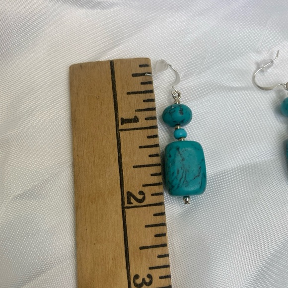 Premier Designs Silver-Tone Faux Turquoise Southwest Dangle Earrings - Picture 7 of 7